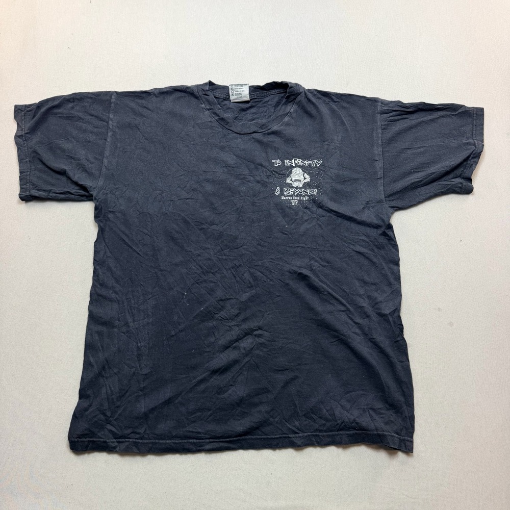 Bay Side Graphic Tee Mens Large Black Good 1997 Warren Grad Night Space Parody